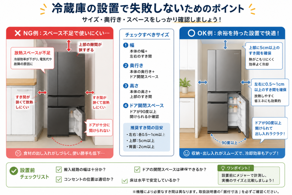 設置失敗防止チェック(サイズ・奥行き比較)