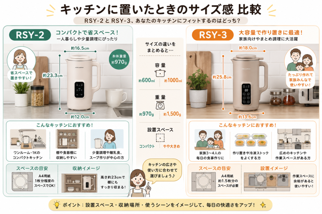 キッチン設置サイズ比較