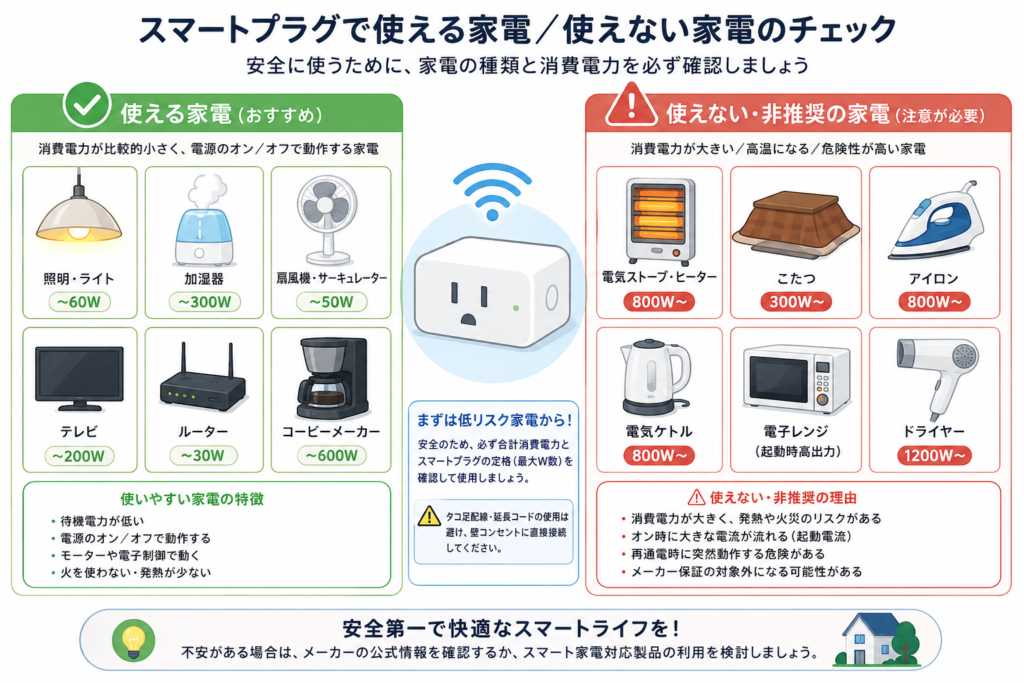 使える家電/使えない家電チェック