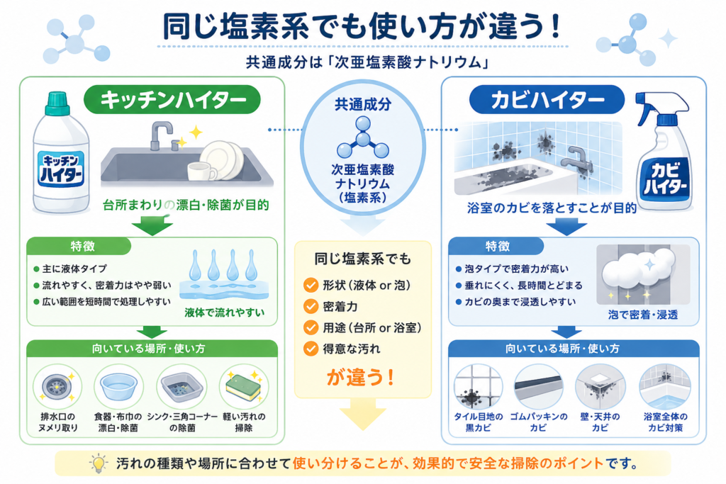 同じ塩素系でも設計思想が違う比較図