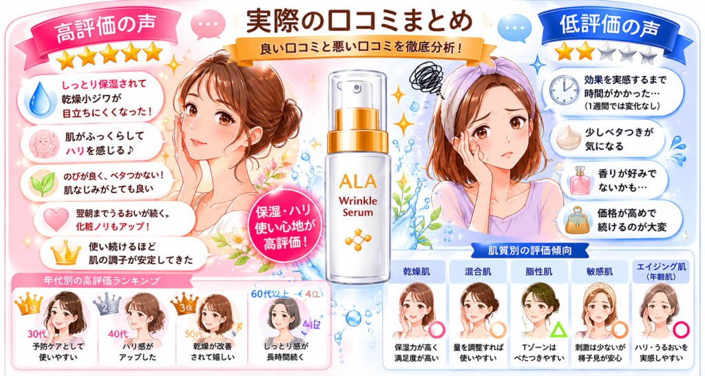 実際の口コミまとめ：美容液レビュー