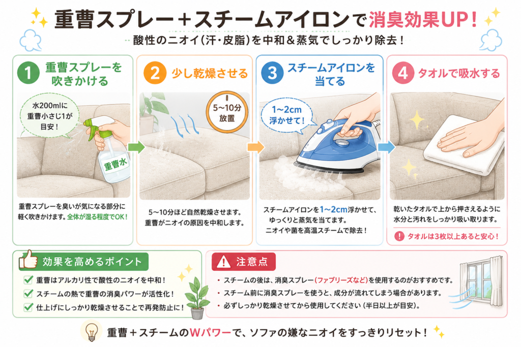 重曹とスチームでソファ消臭ガイド