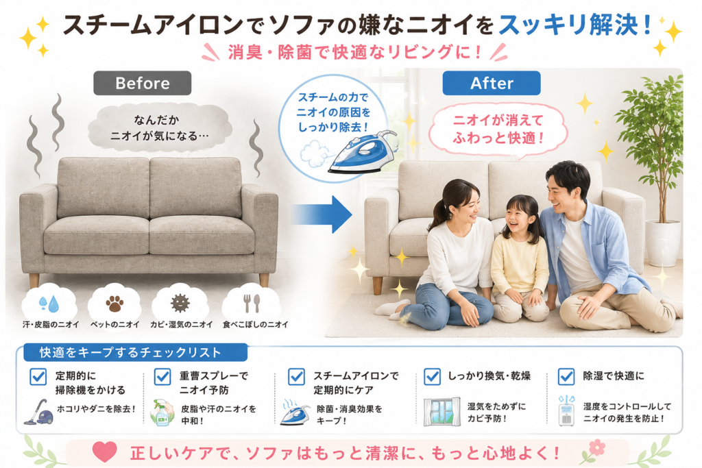 スチームアイロンでソファ清潔ガイド