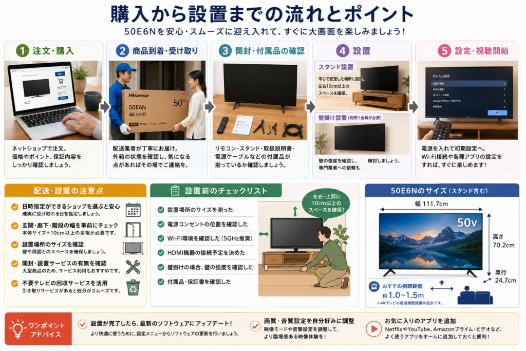 テレビ設置ガイドの流れ